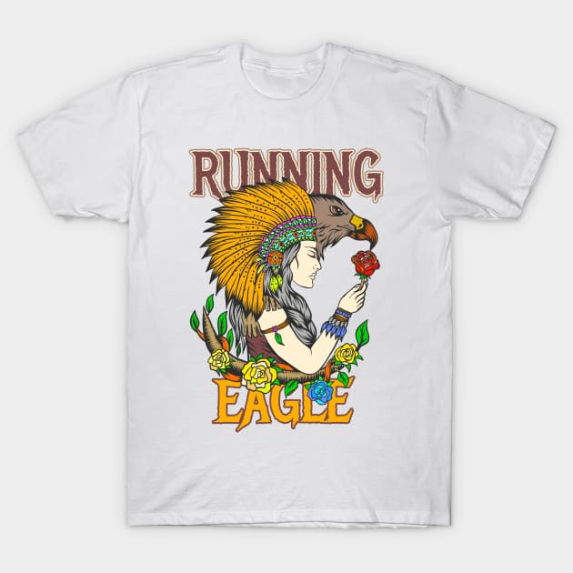 Running Eagle / Native American Girl T-Shirt by black8elise